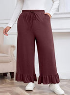 Eytino Womens Plus Size Wide Leg Pants Elastic High Waist Lounge Trouser - Image 3