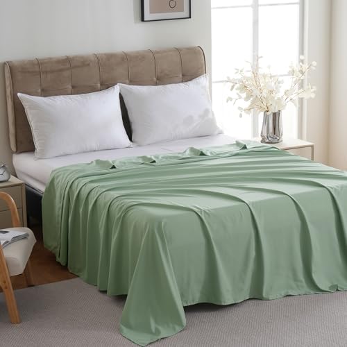 ZPECC King Flat Sheets Only Sage Green 6 Pack, Color-Coded Hem Threads - Image 2