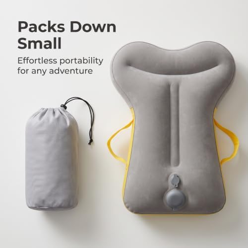 Inflatable Travel Pillow Ergonomic Neck Support Cushion with Soft Flocking Surface for Airplane Train Suitable for Adults Office Desk Napping Rest Travel - Image 5