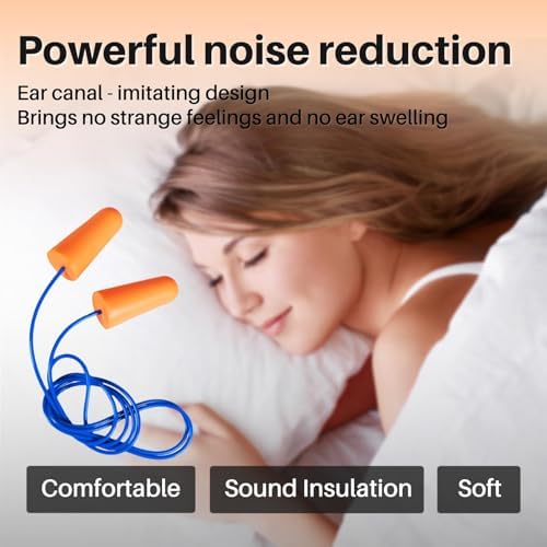 Bulk Corded Foam Ear Plugs, 200 Pairs, NRR 33dB, Orange - Image 2