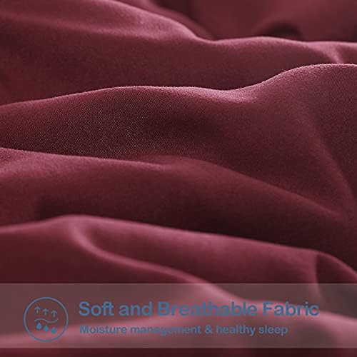EASELAND Oversized King Down Alternative Comforter, Burgundy, 98x116 - Image 4