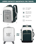 LOVEVOOK Large Travel Backpack for Women, TSA Carry on Backpack for Airplanes, 40L Personal Item Travel Bag for Women fits 17" Laptop,Waterproof Carry on Bag Airplane Approved with 3 Packing Cubes - Image 3