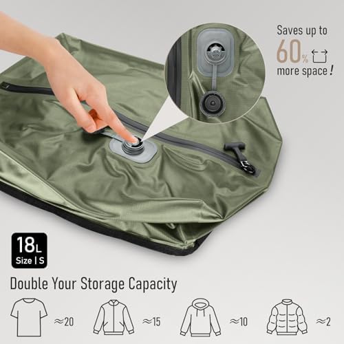 VJI 18L Vacuum Bag for Travel with Built-in Pump, IPX8 Waterproof, Green - Image 4
