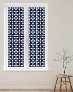 Window Privacy Film Frosted, Blue White Plaid Reusable Static Cling Window Tints, Modern Abstract Geometric Lattice Heat Control Windows Films for Offices, Balcony, 29.5 x 118 Inches - Image 2