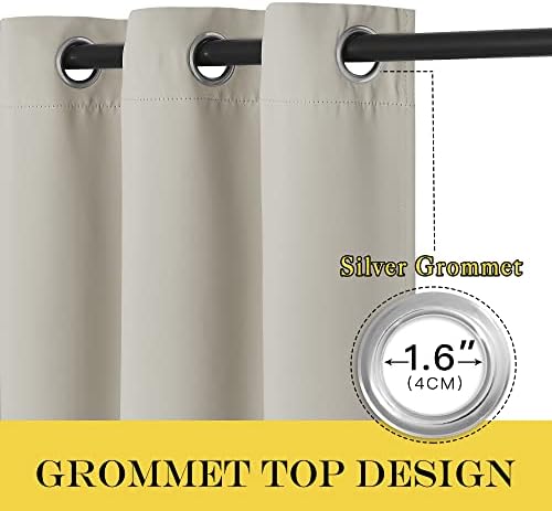 NICETOWN Extra Wide Blackout Sliding Door Curtains 108 inch Length - Grommet Insulated Curtain Light & Sound Blocking Drape for French Door/Patio Door (Natural, W100 x L108, 1 Panel) - Image 2