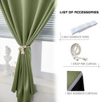 AJAZZ 100% Black Out Curtains Adhesive Blackout Temporary Curtain No Drilling Window Shade Blackout Curtains for Bedroom, Living Room, Kitchen, Home Office (Sage Green, 47" W X 84" L 1 Panel) - Image 4