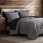 Coleman Queen Comforter Set Reversible Bed-in-a-Bag– Double-Sided Color Options, All-Season Comforter + Shams + Sheets – Perfect for Home, Cabin or Camp Use, Black/Gray by Unknown