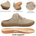 UBFEN Womens 100% Genuine Suede Mules Arch Support Indoor Outdoor Slippers - Image 4