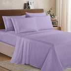Luxurious Soft 1500 Premier Hotel Quality 6-Piece Bed Sheet Set Premium Hotel Quality Wrinkle and Fade Resistant Bedding Set, All around Elastic Fitted Sheet, Deep Pocket, Cali King, Lavender - Image 2