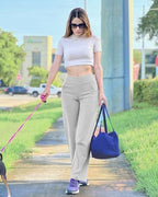 G4Free EverGoing Wide Leg Yoga Pants for Women Crossover Waist with Pockets - Image 4