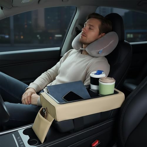 Armrest Cover for Car Multifunctional PU Leather Cup Holders - Image 3