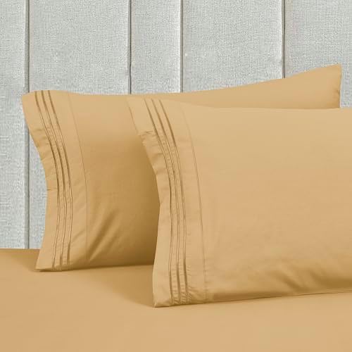 Mocassi Twin Size 4-Piece Bed Sheet Set - 1800 Premium Hotel Quality Microfiber 18-24 Inches Extra Deep Pocket Fitted Sheet- Luxury Soft, Breathable, Wrinkle, and Fade Resistant, Gold - Image 6