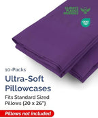 Standard Pillow Cases - 10 Pack Soft Pillowcase Covers - 20" x 26" (Purple) - Image 2