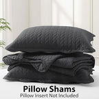 Twin Quilt Set Bedspread Coverlet Microfiber Bedding Leaf Charcoal 68x86 - Image 6