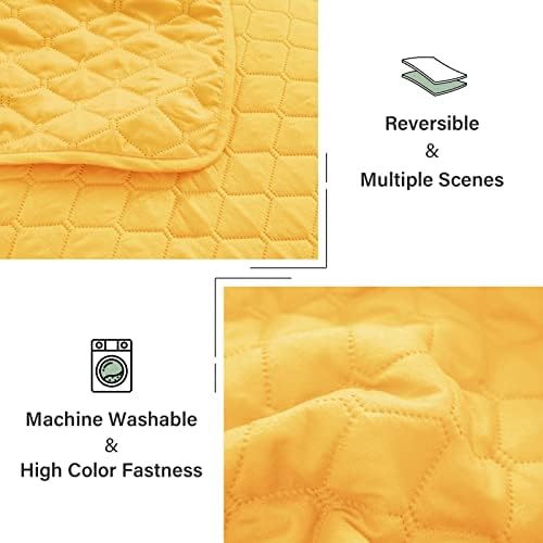 Exclusivo Mezcla Reversible King Size Quilt Bedding Set, Bright Yellow - Image 6