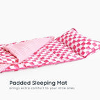 Wake In Cloud - Toddler Nap Mat with Pillow and Minky Fleece Blanket, for Kids Boys Girls Ages 3 Plus in Daycare Preschool, Roll Up Sleeping Bag, Gingham Grid Checkered, Hot Pink White, Standard - Image 5