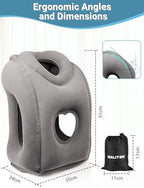 Maliton Inflatable Travel Pillow for Airplane (Dark Grey) - Image 2