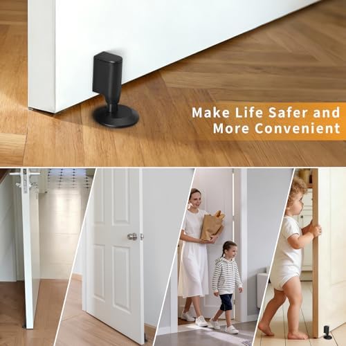 2 Pack Magnetic Door Stopper, Retractable Magnet Floor Door Stop with 0.4 in (10mm) Extension Base, Adhesive Door Magnetic Catch, Door Holder for Gaps Up to 1.4 in (35mm), Black MB-2 - Image 6