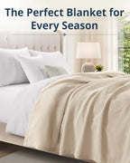 LANE LINEN King Blanket, 100% Cotton 300 GSM Lightweight - Perfectly Pale - Image 2