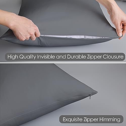 100% Egyptian Cotton King Size Pillow Protectors with Zipper Set of 4 - Image 4