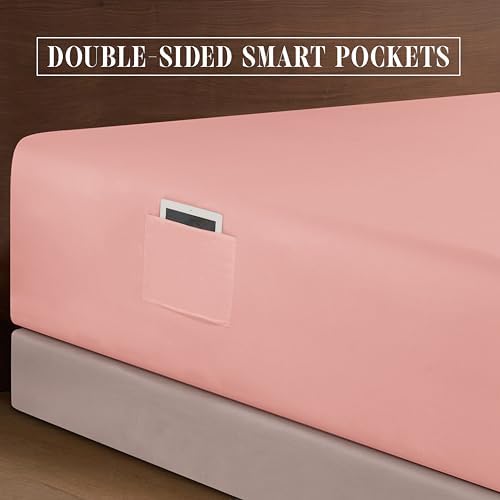 Elegant Comfort 1500 Premium Quality 4-Piece Bed Sheet Set - 18-24 Inch Extra Deep Pocket, Smart Storage Pockets, Wrinkle Free Ultra Soft 4PC Extra Deep Pocket Sheets, Twin/Twin XL, Dusty Rose - Image 6