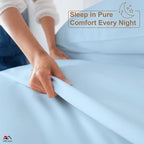 ARlinen RV Bunk Sheet Set, 28x75, 4 Piece Egyptian Cotton, Light Blue - Image 4