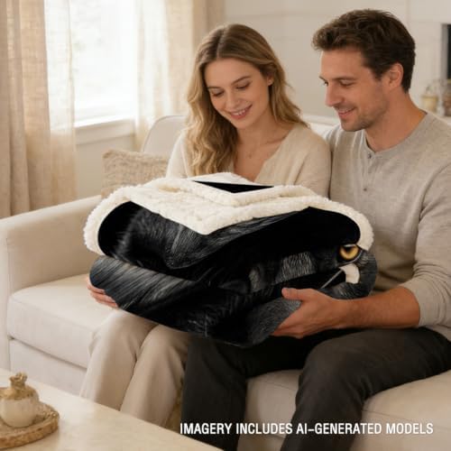 Black Wolf Sherpa Blanket Animal Print Throw Blanket for Men Soft Warm Cozy 60x80 Inches Dark Power Design Bedroom Couch Decor Gift for Birthday Housewarming Anniversary - Image 4