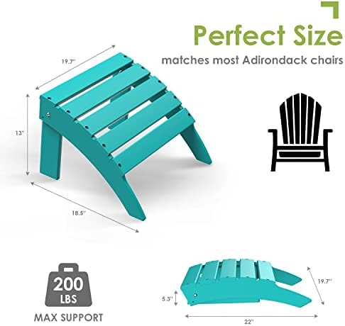 GREENVINES Adirondack Ottoman, HDPE Plastic, Aqua - Image 2