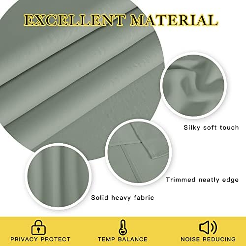 NICETOWN Blackout Sage Green Curtain for Sliding Glass Door - Grommet Thermal Insulated Patio Door Drape Room Darkening Sound Dampening for French Door (W100 x L84, 1 Piece) - Image 4