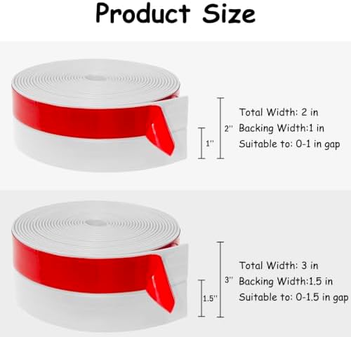 Silicone Weather Stripping, 3 inch (W) x 20 Ft (L) Door Draft Stopper, Windows Seal Strip for Gaps of Door and Windows, Garage Door Under Bottom, Sealing Tape Shower Doors Sweep, White - Image 3