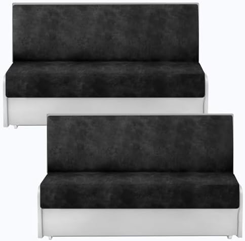 Leather Look RV Dinette Cushion Covers, Stretch Camper Cushion Slipcovers for Travel Trailer Couch RV Booth Seat, Replacement Camper Sofa Chair Protector (2 Backrest Cover & 2 Bench Cover,Dark Grey) by ANARACHON