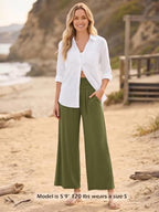 ODODOS Women's Wide Leg Palazzo Lounge Cropped Pants with Pockets Light Weight Comfy Pajama Capri Pants-20/22"/ 24" Inseam - Image 2