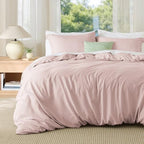 Bedsure Duvet Cover King Size, 3Pcs Double Brushed Bedding Set, Rose Pink by BEDSURE