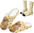 Womens Fuzzy Slipper with Socks Warm Cozy House Slipper and Socks Set Plush Winter Shoes for Indoor by Baxinh