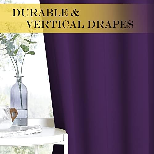 NICETOWN Patio Blackout Curtain Panels - Extra Wide Sliding Door Thermal Insulated Drape, Privacy Room Divider Curtain for Bedroom Office (Royal Purple, 66 x 118 Inch Long) - Image 4
