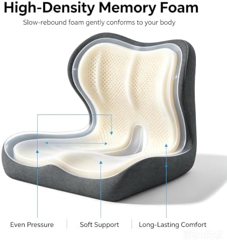 Celinva Orthopedic Cushion Seat Cushion,L-Shaped Lumbar Support,Breathable,Design for Office Chair,Car,Wheelchair Ergonomic Non Slip MemoryFoam Seat Skin with Back Support (Black pro) - Image 3