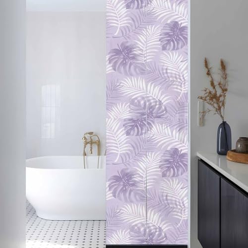 Window Privacy Film Frosted, Purple Palm Trees Tropical Reusable Static Cling Window Tints, Summer Beach Botanical Heat Control Windows Films for Offices, Balcony, 29.5 x 118 Inches - Image 3