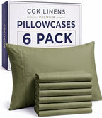 King Pillow Cases - 6 Pack Soft Pillowcase Covers - 20" x 40" (Sage Green) by CGKUnlimited