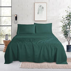 Mocassi King Size 4-Piece Bed Sheet Set - 1800 Premium Hotel Quality Microfiber 18-24 Inches Extra Deep Pocket Fitted Sheet- Luxury Soft, Breathable, Wrinkle, and Fade Resistant, Hunter Green - Image 2