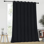 NICETOWN Black Curtain for Patio Door - Extra Wide Energy Save Sliding Glass Door Drape for Curtain Rod, Room Divider Curtain, Vertical Blinds (Black, 100 inches Width x 95 inches Length) by NICETOWN