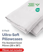 Standard Pillow Cases - 6 Pack Pillowcase Covers - 20" x 26" (French Grey) - Image 2