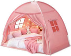 Twin Bunk Bed Tent Canopy for Kids Playhouse, Indoor Portable Foldable Privacy Shelter with Breathable Starry Canopy for Girls & Boys Bedrooms (Twin Pink) by Unknown