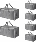6 Pack-Extra Large Heavy Duty Moving Bags - Waterproof Storage Totes with Handles & Zippers, Foldable for College Dorm, Storage (Gray) by Unknown