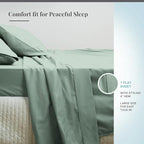 Pizuna Pure 100% Cotton Queen Flat Sheet 600 Thread Count Sea Foam - Image 2