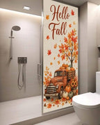 Window Privacy Film Frosted, Thanksgiving Fall Static Cling Door Window Covering, Orange Car Pumpkin Maple Leaves Tree UV Blocking Windows Film for Office, Hotel, Bedroom, 29.5 x 78.7 Inches - Image 3