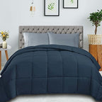SUPERIOR All Season Reversible Down Alternative Comforter, Twin, Blue - Image 2