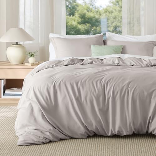Bedsure Duvet Cover King Size, Soft Double Brushed Bedding Set, 3Pcs, Taupe by BEDSURE