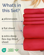 Flex Top Split Head King 6 Piece Sheet Set - Breathable & Cooling - Red - Image 2