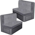 ANARACHON Leather Look RV Dinette Cushion Covers, Stretch Camper Cushion Slipcovers for Travel Trailer Couch RV Booth Seat(2 Backrest Cover & 2 Bench Cover,01 Light Gray) by ANARACHON