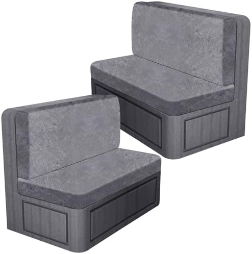 ANARACHON Leather Look RV Dinette Cushion Covers, Stretch Camper Cushion Slipcovers for Travel Trailer Couch RV Booth Seat(2 Backrest Cover & 2 Bench Cover,01 Light Gray) by ANARACHON